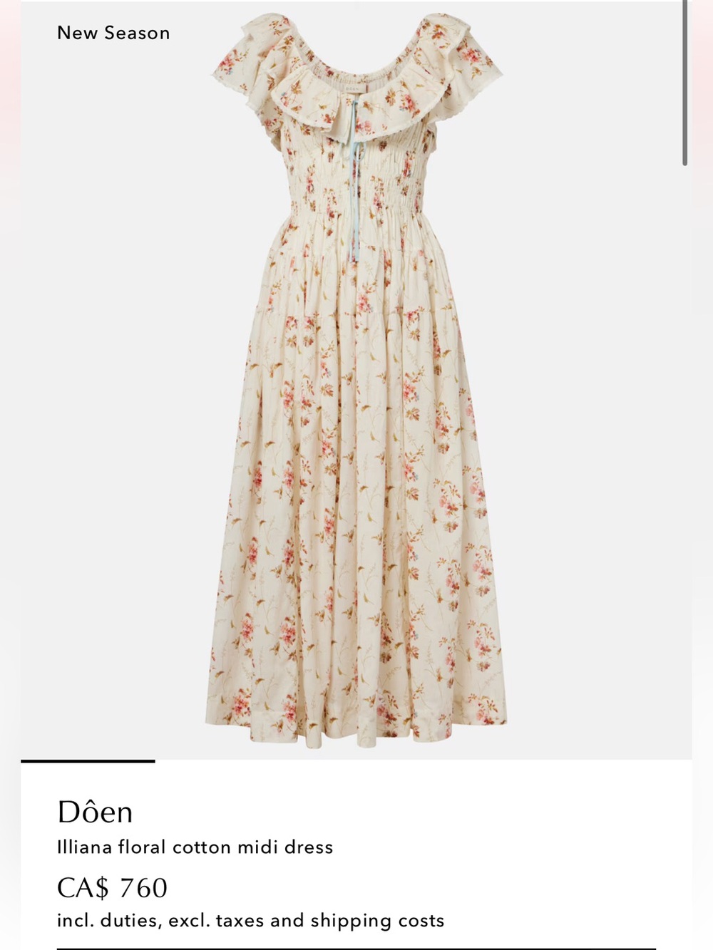 Doen Illiana dress in Blanc Prairie Rose